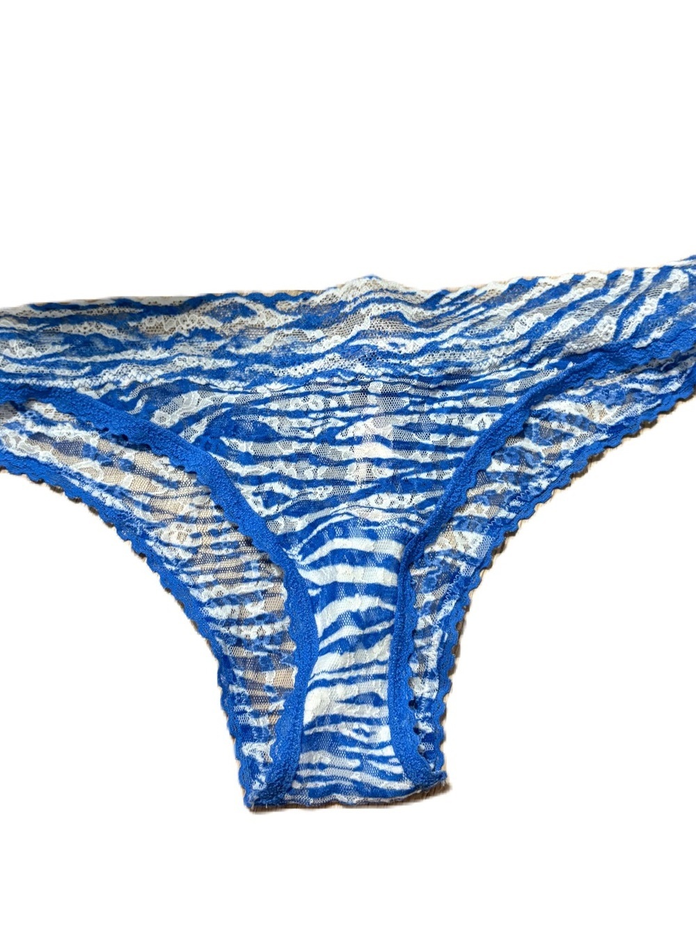 Victoria's Secret White and Blue Lace Bikini Brief NEW Vintage Y2K Zebra Animal